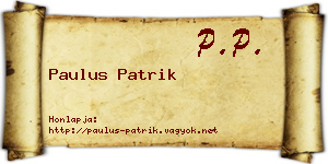 Paulus Patrik névjegykártya